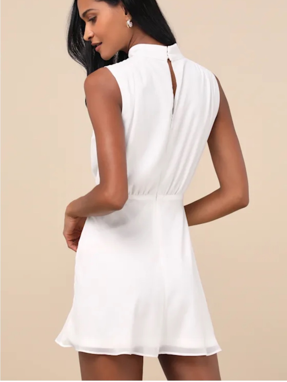 Lulus Sleeveless High-Neck White Mini Dress - Picture 2 of 5